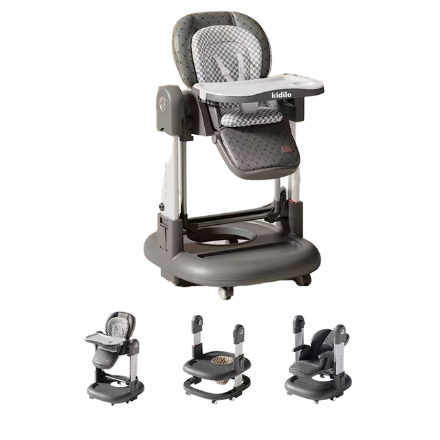 Kidilo Foldable Baby High Feeding Dining Chair Adjustable with Reclining Seat & Leg Rest 3-in-1 Convertible Baby Swings KD015