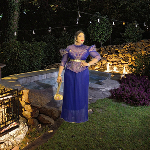 2026 New African Plus Size Breathable Spandex <b>Rhinestone</b> Pleated Evening Gown Regular Sleeve High Waist <b>Dress</b> Women Modest - Product Image 2