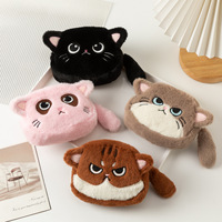 Porte-monnaie en peluche chaton mini grande capacité avec fermeture éclair pour étudiants, idéal pour ranger les clés et le rouge à lèvres