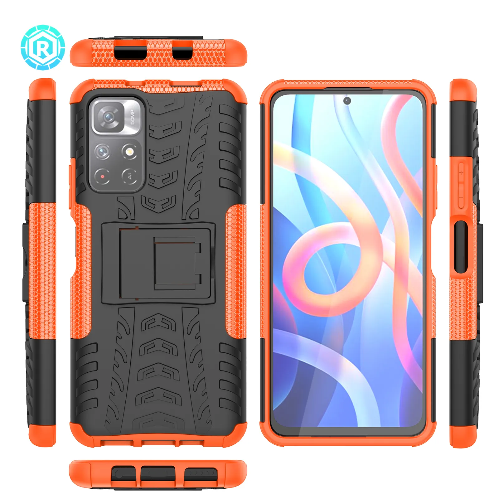 Wholesale TPU PC 2 In 1 Shockproof Mobile Phone Case For Redmi Note 11 5G With Kickstand