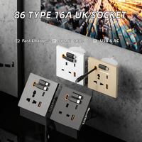 Enchufe de Pared USB Universal Retráctil Inteligente Tipo 86 de 16A y 20W con Carga Rápida, 2 Tomas de Corriente