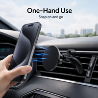 Support de téléphone magnétique pour voiture à dissipation thermique avec ventouse, pince stable à 3 griffes, rotation à 360 degrés, hauteur réglable