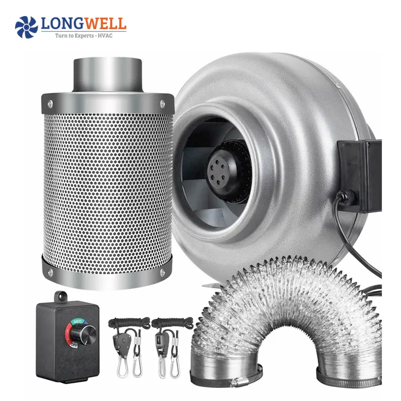4''/160mm AC centrifugal fan inline duct fan small size window exhaust ventilation fan for compact Hydroponics grow room