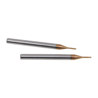 Fraise à micro-embout en carbure de tungstène HRC60, diamètre mini 1,0 mm, pour métal, 2 dents, rayon d'angle, L1=6