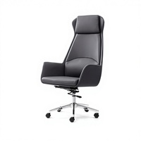 Chaise de bureau de direction en cuir véritable, structure en bois, design moderne et minimaliste, base pivotante, accoudoirs confortables, assise longue
