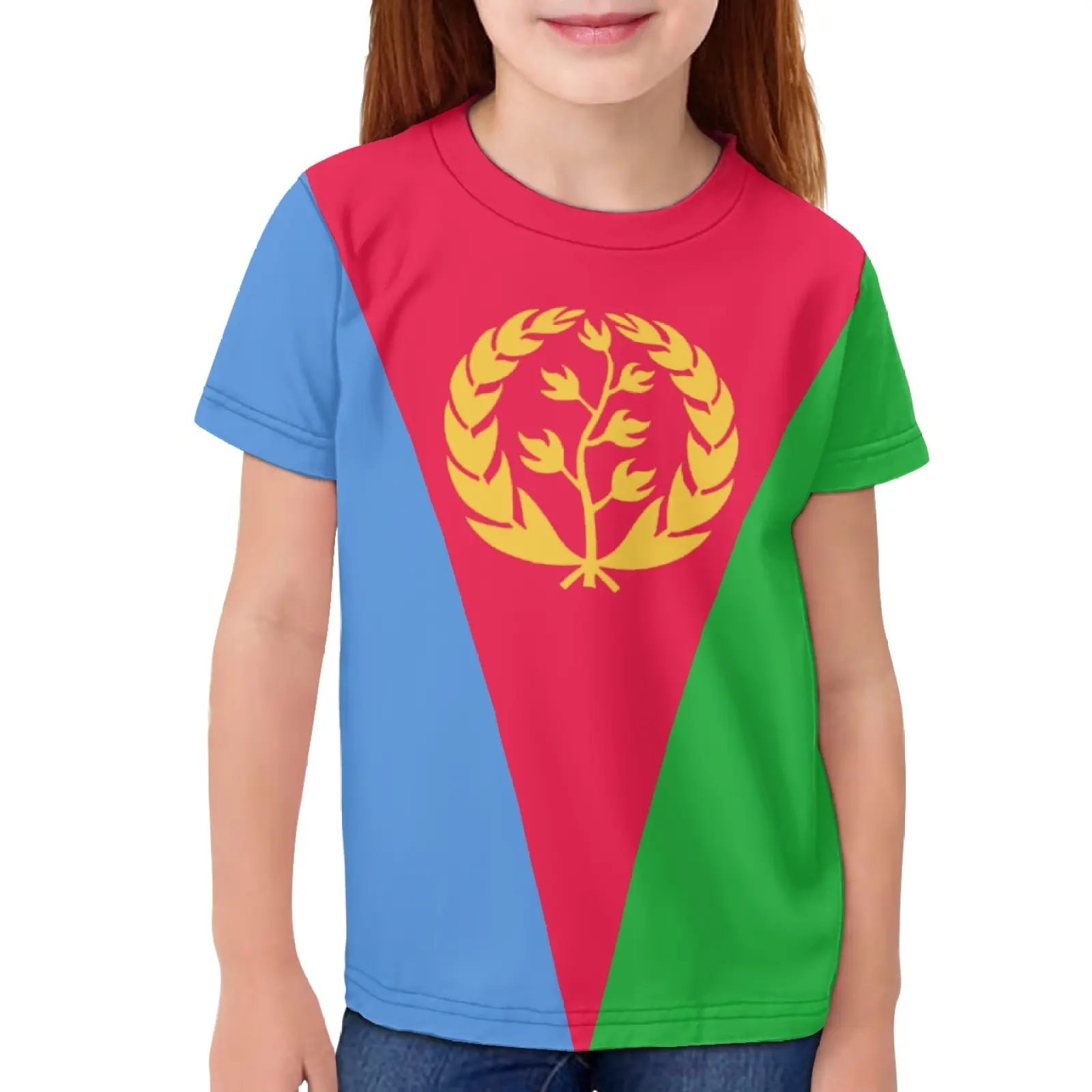 Grafik Eritrean bayrak baskı o-boyun kısa tişörtler çocuk giysileri genç üstleri rahat çocuklar için yaz giyim OEM toptan