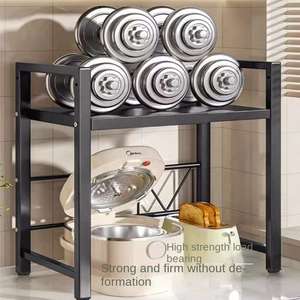 Étagère de cuisine pliable à trois niveaux multi-usages en acier, organiseur de rangement - Product Image 3