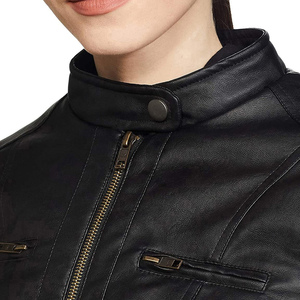 Veste en cuir véritable pour femme, style mode, vêtement d'extérieur, veste en cuir noir véritable souple pour les voyages décontractés et le quotidien - Product Image 6