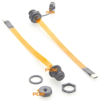 20cm USB 3.1 Typ-C-Verlängerung kabel von Stecker zu Buchse, 10 Gbit/s Hochgeschwindigkeits-, 100W PD, wasserdichtes FPC-FPV-Daten stromkabel für Schalttafel einbau