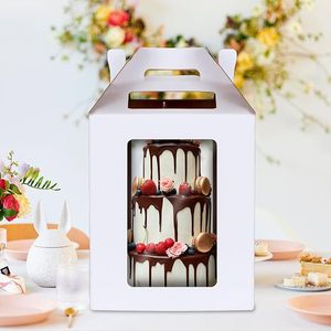 Bán buôn đồng bằng màu trắng cao Bánh hộp Pastry hộp cấp thực phẩm lớn bánh hộp với cửa sổ 10x10x12'' - Product Image 6