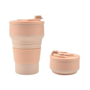 Custom Logo Cute Foldable Mug Portable 350ml Silicone Travel Folding <b>Cup</b> with Straw - Product Image 3
