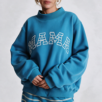 Sweat-shirt oversize pour femme à col montant en viscose avec imprimé 3D en relief, pull en molleton de coton, haut décontracté