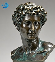 Statue d'ange occidental en cuivre de taille réelle, célèbre sculpture en bronze de la tête de David de Michel-Ange avec ailes, pour jardin