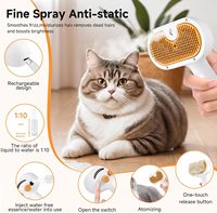 Brosse à vapeur pour animaux de compagnie en ABS de haute qualité pour chien et chat, peigne 3 en 1 pour enlever les poils et pour le toilettage