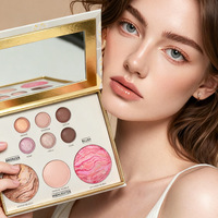 DUNUF Palette de maquillage multi-usages 9 couleurs, imperméable, pour le contouring, les yeux, le blush, la poudre illuminatrice