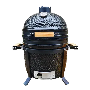 AUPLEX 15-Inch Kamado BBQ Grills Outdoor Garden Enamelled Steel Pellet Smoker for Camping Family Barbecue Charcoal Asadores Gift