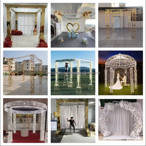 SMOOTH prix d'usine or en acier inoxydable Chuppah décoration de mariage support de toile de fond de mariage en métal - Product Image 2