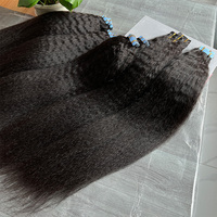 Vente en gros d'extensions de cheveux bruts avec ruban adhésif 40pcs/100gram Kinky Straight cuticule alignée ruban brésilien dans les extensions de cheveux humains