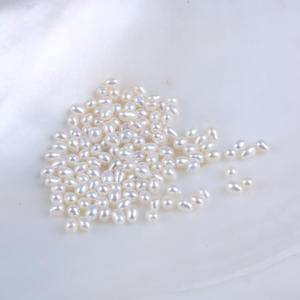 ไข่มุกจูจี้ธรรมชาติ รูปทรงข้าว 3*4 มม. ไข่มุก AK สีขาวและสีชมพู แบบเม็ด ไม่มีรู สำหรับทำสร้อยคอ DIY - Product Image 1