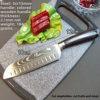 Japanse Chef-Kok Santoku Multifunctionele Keukenmes Metalen Fruitvlees Groentesnijder Voor Huishoudelijk Gebruik Met Houten Handvat