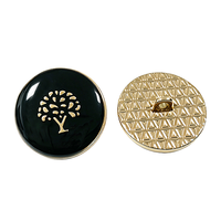 Boutons décoratifs en alliage de zinc plaqué or émaillé noir personnalisés, motif arbre, boutons métalliques pour la couture de blazers et manteaux