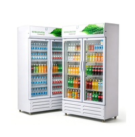 Réfrigérateur vertical pour boissons de magasin de proximité, triple/quadruple porte vitrée, sans givre, refroidissement par