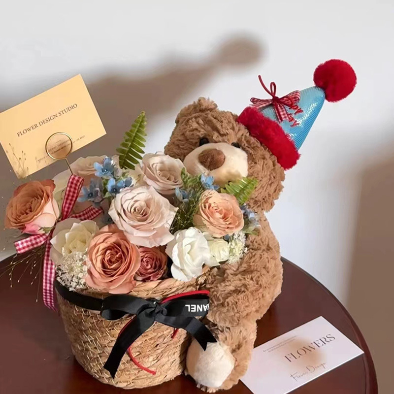 Colorful 11 cute duo flower pot birthday bear