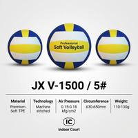 Ballon de volley-ball en TPE cousu à la machine, taille 5, léger, pour terrain intérieur, entraînement de groupe et jeux de loisirs pour seniors
