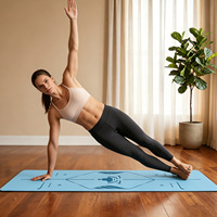 Tapis de Pilates professionnel en caoutchouc naturel PU, 5 mm d'épaisseur, système d'alignement, robuste, antidérapant, imperméable, pliable, pour exercices