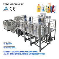 Machine de fabrication entièrement automatique pour le mélange et l'homogénéisation de savon liquide, shampoing, gel capillaire et gel douche, avec chauffage et cuves de mélange