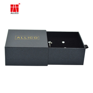 Customize Manufacture Jewelry Packaging Drawer With Foam Tray Box Custom Sliding Black Paper Jewelry Box Jewelry Packaging Box