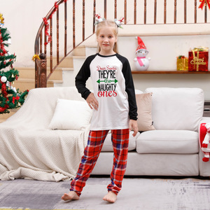 Nueva ropa navideña para niños, pantalones rojos a cuadros estampados con letras, mangas largas al hombro, transpirable, familia, Navidad, Paj - Product Image 5