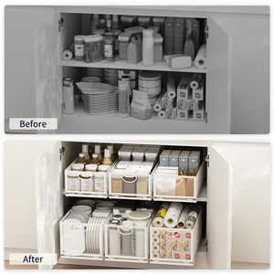 Organisateur de placard de cuisine pliable et empilable avec panier coulissant pour épices et bouteilles - Product Image 3
