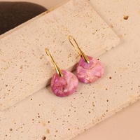 Boucles d'oreilles pendantes en jaspe impérial multicolore de style bohème, plaquées or, avec pierres naturelles, pour femmes