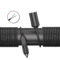 Câble d'extension d'alimentation pour voiture 12V 18AWG 3 mètres avec interrupteur marche/arrêt et lumière LED pour réfrigérateur de voiture