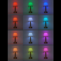 Lampe de table à intensité variable, lampe de table sans fil rechargeable à LED avec abat-jour en tissu pour restaurant