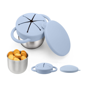 Thép không gỉ Toddler Snack <span class=keywords><strong>Cup</strong></span> với Silicone tràn bằng chứng Catcher và nắp đậy du lịch xe trường Snack container cho trẻ em - Product Image 1