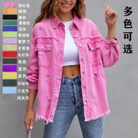 Vente de gros Veste courte en jean délavée et déchirée de haute qualité pour femmes