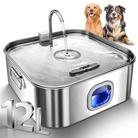Grande fontaine d'eau pour animaux de compagnie 13L Distributeur d'eau pour chiens en acier inoxydable Fontaine d'eau pour animaux de compagnie silencieuse pour chiens