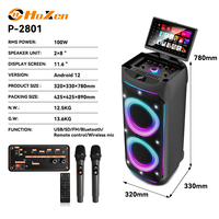 Máquina de Karaoke P2801 con Micrófono Inalámbrico y Pantalla, Bocinas Bluetooth con Pantalla, Parlante Bluetooth con Pantalla