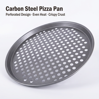 Loyang Pizza Berlubang Baja Karbon Langsung dari Pabrik, Anti Lengket, untuk Kulit Pizza Renyah, Aman untuk Oven, Food Grade, OEM ODM, Ukuran Kustom