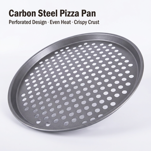 Plaque à pizza perforée en acier <span class=keywords><strong>au</strong></span> carbone, antiadhésive, pour croûte croustillante, qualité alimentaire, compatible four, fabrication directe usine, OEM ODM, taille personnalisée - Product Image 2