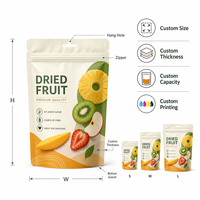 Op maat bedrukte gedroogde mango kiwi stand-up pouch met ritssluiting en ophanggat, exotische fruitverpakking, groothandel