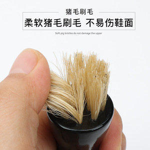 Brosse à chaussures à double tête en bois massif avec poils de porc pour l'entretien et le nettoyage du cuir - Product Image 5