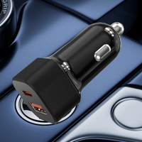 Pengisi daya mobil USB Port Ganda Logo OEM, pengisi daya mobil USB Tipe C PD, pengisian daya cepat, Max 48W PD 30W + 18W, perlindungan OVP OTP untuk ponsel