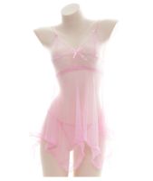 Nuisette Sexy sans Dos avec Volants et Dentelle Transparente pour Femme, Hauts de Nuit en Dentelle Évidée