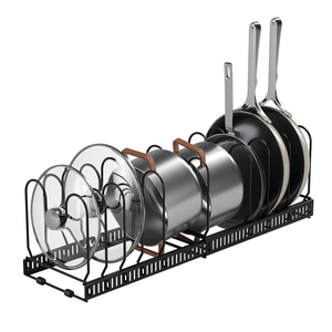Étagère de rangement multi-niveaux pour casseroles et poêles, support réglable pour ustensiles de cuisson, couvercles et planches à découper - Product Image 1