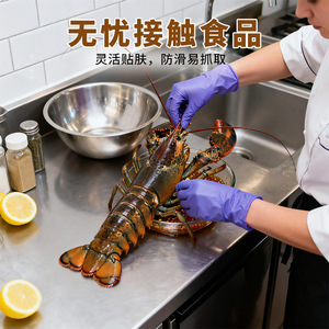 Intco Disposable Nitrile <b>Gloves</b> M K85 Purple Powder Free Food Processing - Product Image 3