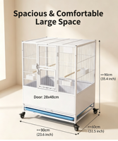 Grande cage de vol pour oiseaux, cage d'élevage et d'accouplement pour perroquets, volière à grillage dense pour pigeons, mynas, calopsites, canaris, fournitures pour cages à oiseaux