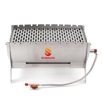 Barbecue pliable en acier inoxydable sans fumée, mini-grill portable à gaz et charbon de bois pour l'extérieur